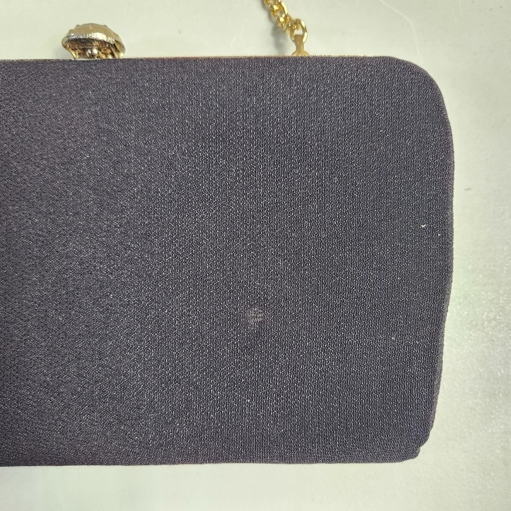 Vintage Womens Dark Brown & Gold Tone Evening Clutch/Wristlet